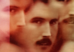 Collage of images of Angelo Buono, "The Hillside Strangler," looking back at the camera