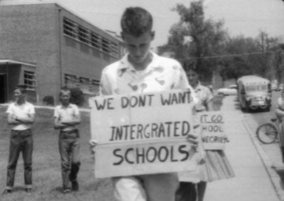 A protest in Clinton, Tennessee.