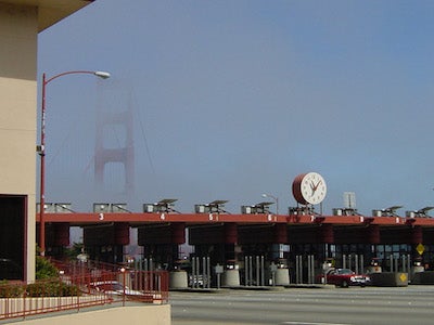 Toll road stop.