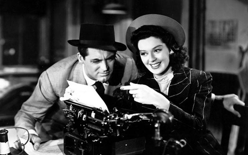 Cary Grant and Rosalind Russell in His Girl Friday (1940)