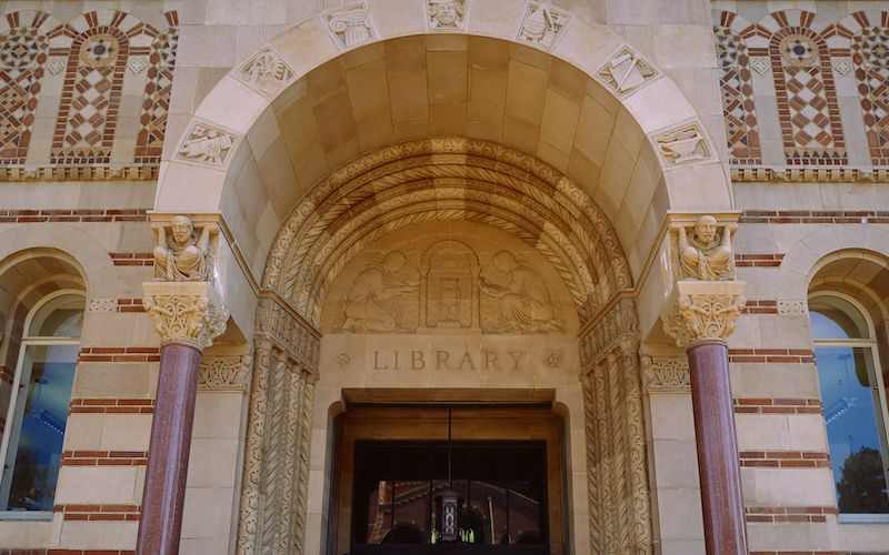 Entrance of UCLA Powell Library