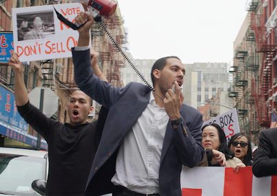 A protest in the street.