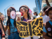 A group of girls participating in a protest.
