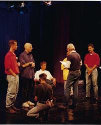 In the Life director Bob Diamond (holding paper) with The Flirtations. Ep. 201. 1992. Credit: Charles Ignacio.