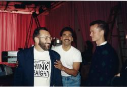 Left to right: In the Life executive producer John Scagliotti with The Flirtations singers Aurelio Font and Jimmy Rutland. Ep. 202. 1992. Credit: Charles Ignacio.