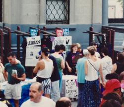 In the Life street booth at NYC Pride Festival. 1992. Credit: Charles Ignacio.