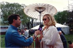 In the Life host Garrett Glaser (left) interviews actress Cybill Shepherd. March on Washington. Ep. 207. 1993. Credit: Charles Ignacio.