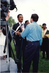 Rev. Jesse Jackson (left) interviewed by In the Life host Garrett Glaser. March on Washington. Ep. 207. 1993. Credit: Charles Ignacio.