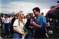 Singer Melissa Etheridge (left) being interviewed by In the Life host Garrett Glaser. March on Washington. Ep. 207. 1993. Credit: Charles Ignacio..