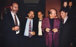 Henry van Ameringen, In the Life creator John Scagliotti, In the Life board member Peter Stamberg, playwright and In the Life board member Terrance McNally, and actor Charles Busch.